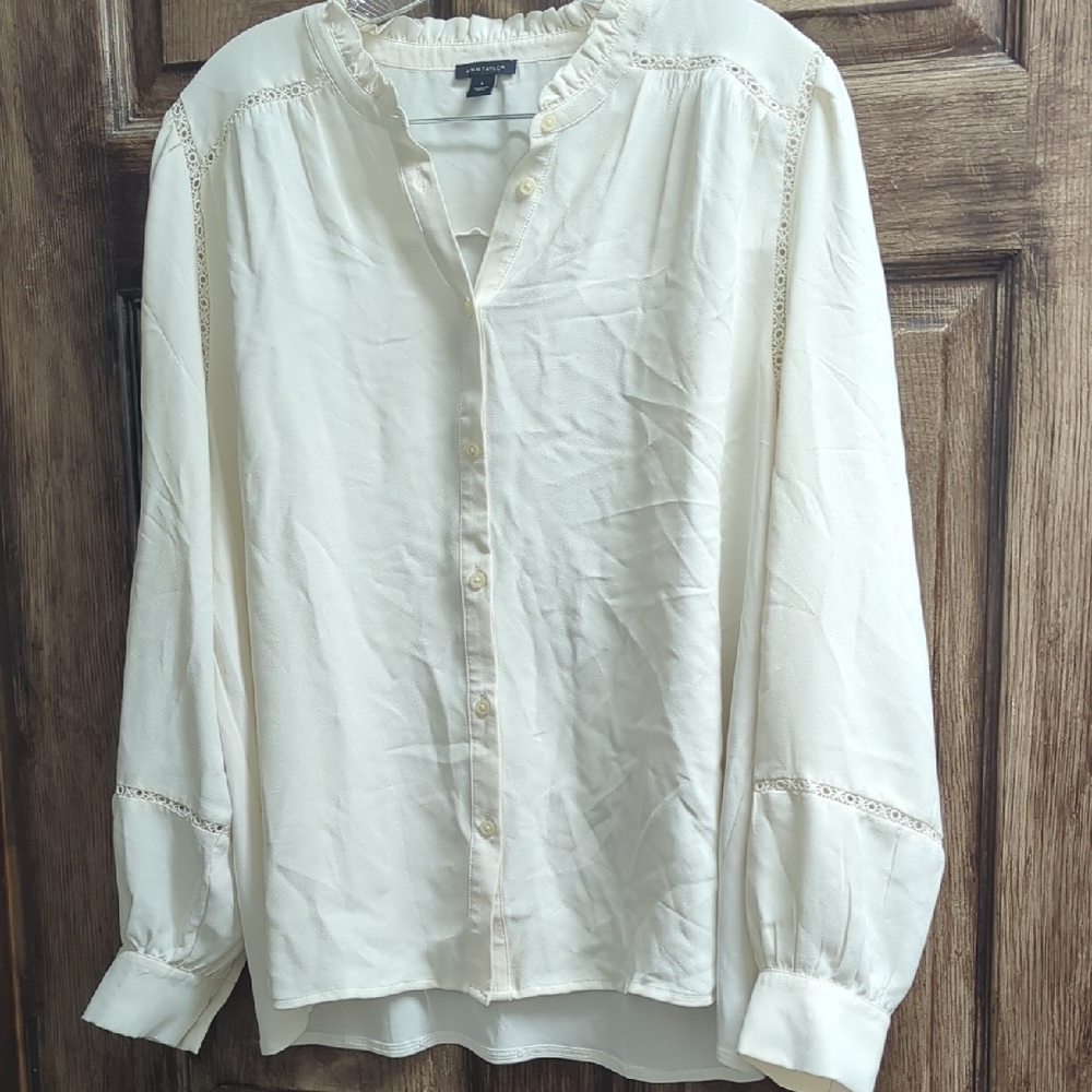 Ann Taylor Cream Button Down Shirt